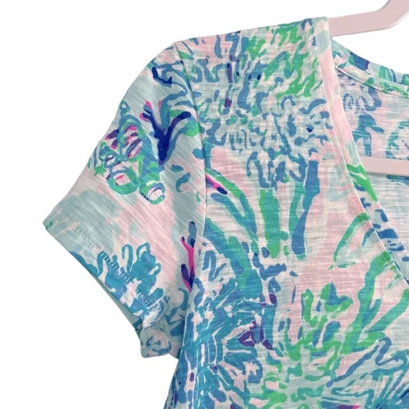 Lilly Pulitzer XS Amethyst CRAYSEA ETTA Tee V-Neck 100% Cotton Short Sleeve - Picture 5 of 8